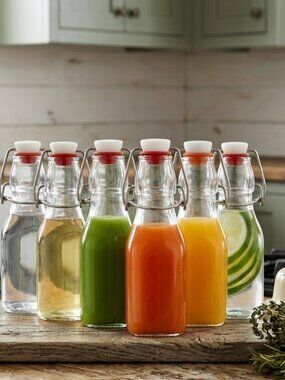 12 Pack Flip Top Glass Bottles